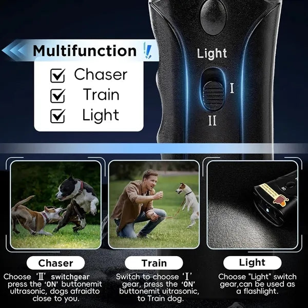 Dual-Head LED Flashlight Ultrasonic Portable Dog Trainer