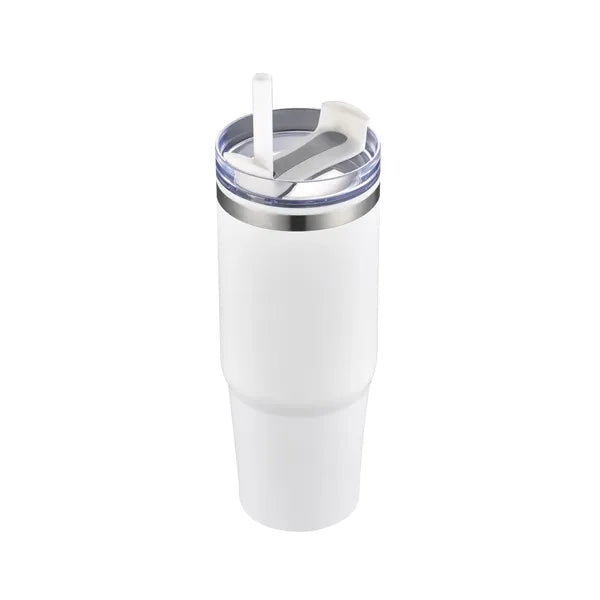 30oz. Dual Wall Stainless Steel & PP Tumbler with Clear Lid