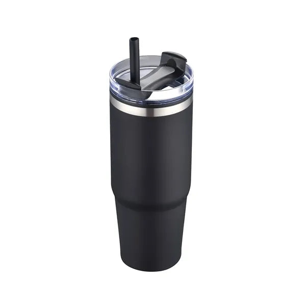 30oz. Dual Wall Stainless Steel & PP Tumbler with Clear Lid