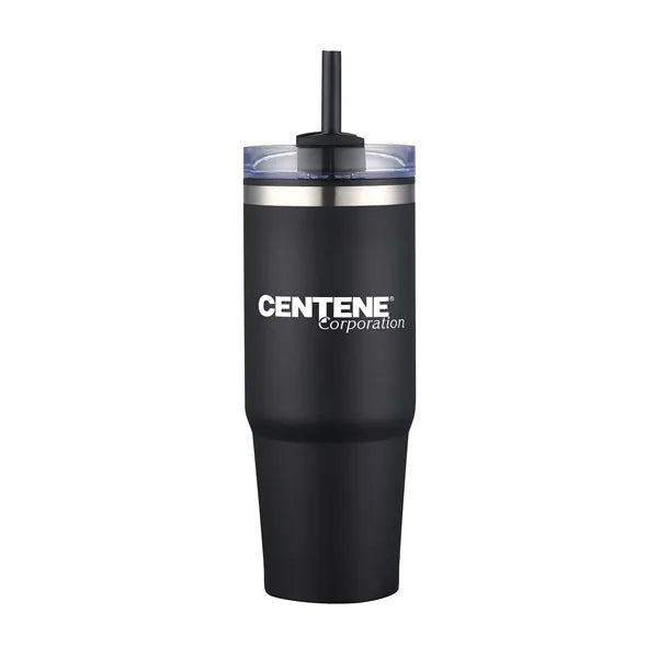 30oz. Dual Wall Stainless Steel & PP Tumbler with Clear Lid