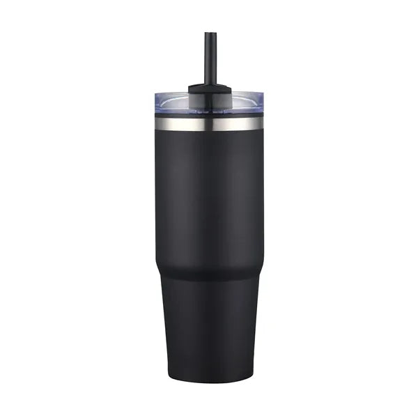 30oz. Dual Wall Stainless Steel & PP Tumbler with Clear Lid