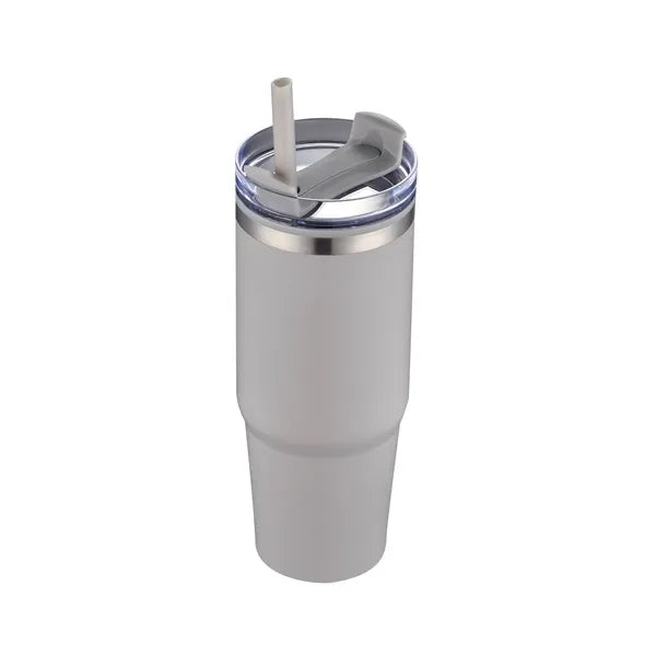30oz. Dual Wall Stainless Steel & PP Tumbler with Clear Lid