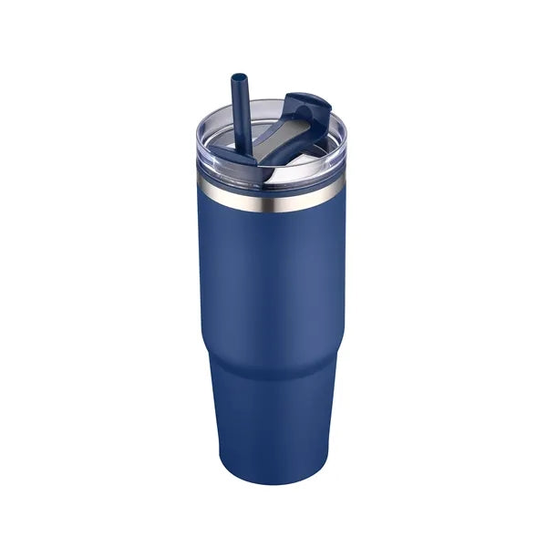30oz. Dual Wall Stainless Steel & PP Tumbler with Clear Lid