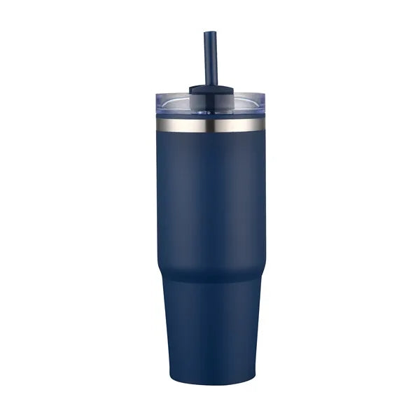30oz. Dual Wall Stainless Steel & PP Tumbler with Clear Lid