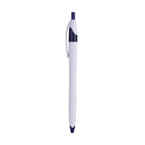White Retractable Pen with Colored Trim