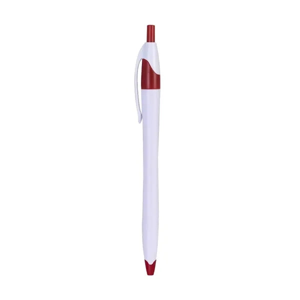 White Retractable Pen with Colored Trim