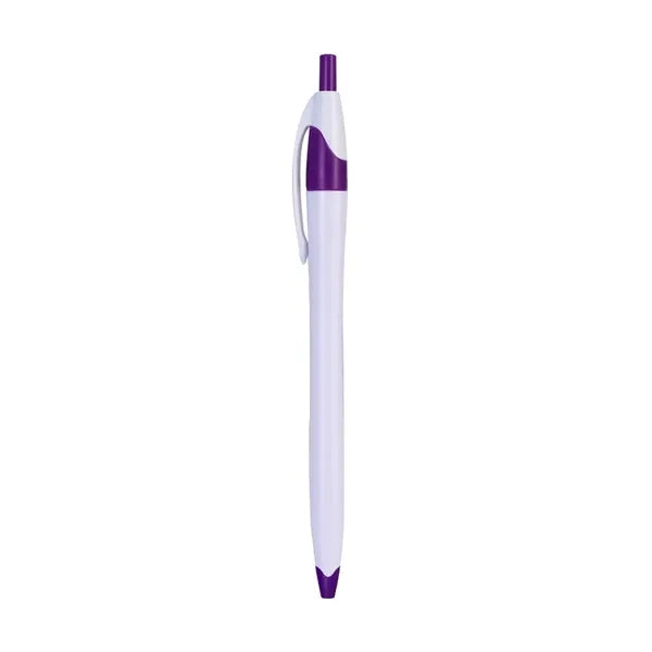 White Retractable Pen with Colored Trim