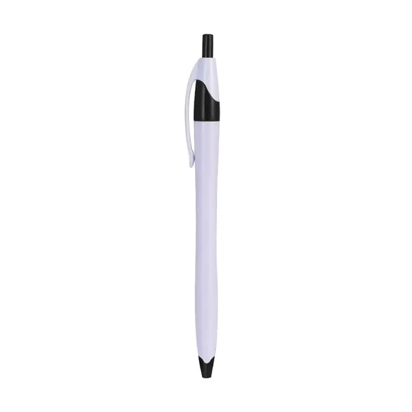White Retractable Pen with Colored Trim