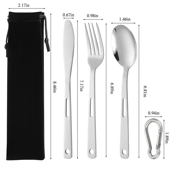Stainless Steel Knife, Fork and Spoon Tableware Set, Portabl