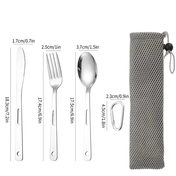 Stainless Steel Knife, Fork and Spoon Tableware Set, Portabl
