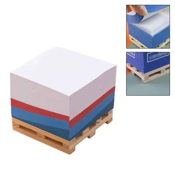 Eco-Friendly Wooden Pallet Note Cube with Self-Adhesive Pads