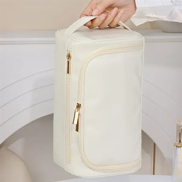 Large Capacity PU Leather Toiletry Bag With Hanger