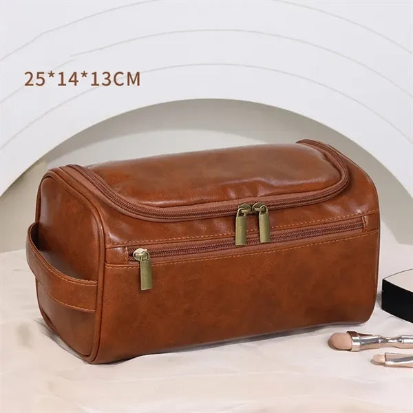 Large Capacity PU Leather Toiletry Bag With Hanger