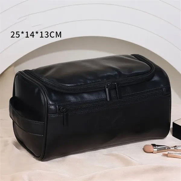 Large Capacity PU Leather Toiletry Bag With Hanger