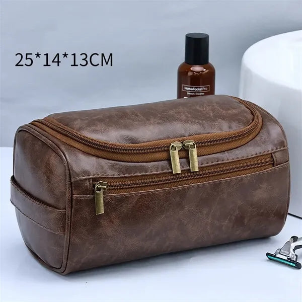 Large Capacity PU Leather Toiletry Bag With Hanger