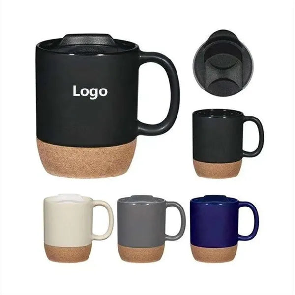14 Oz Coffee Mug with Cork Bottom and Leak-Resistant Lid