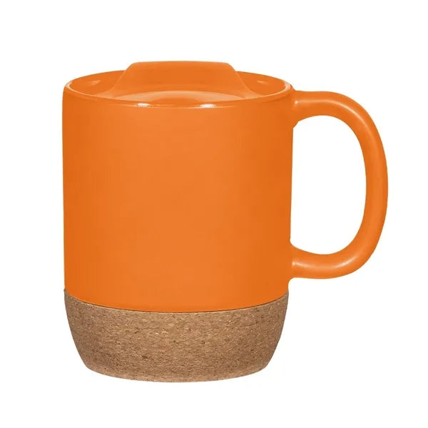 14 Oz Coffee Mug with Cork Bottom and Leak-Resistant Lid