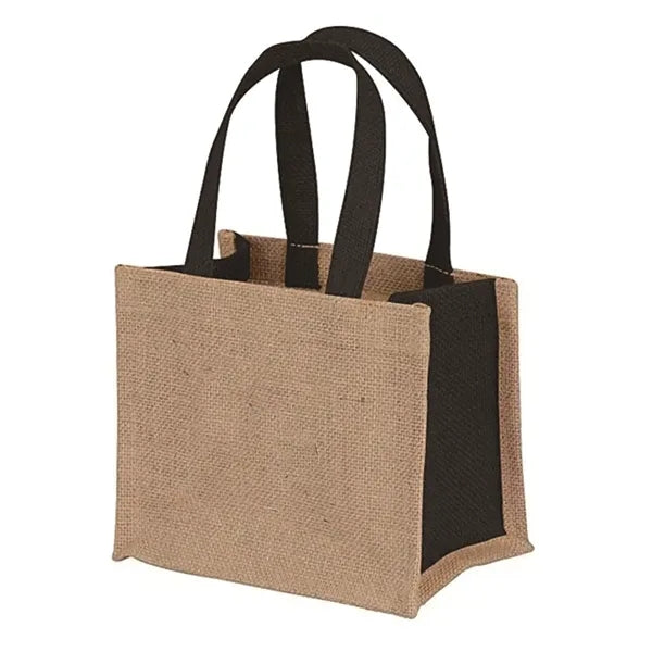 Two Tone Mini Jute Burlap Gift Tote Bags