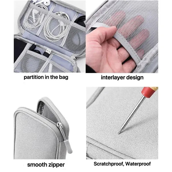 Travel Cable Organizer Bag For Cable, Cord, Charger, Phone.