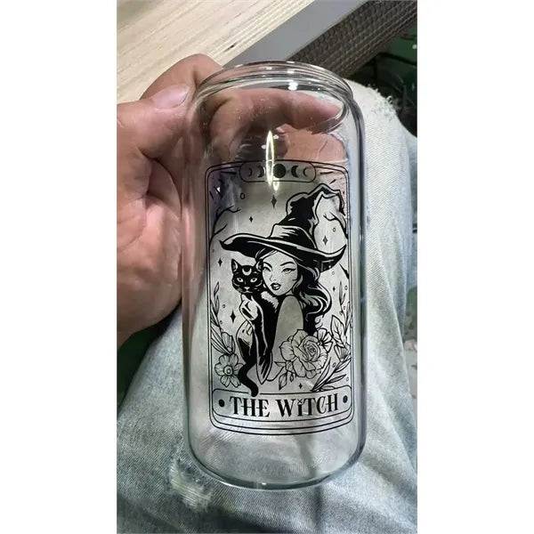 16 0z. Full Color Can Glass With Bamboo Lid