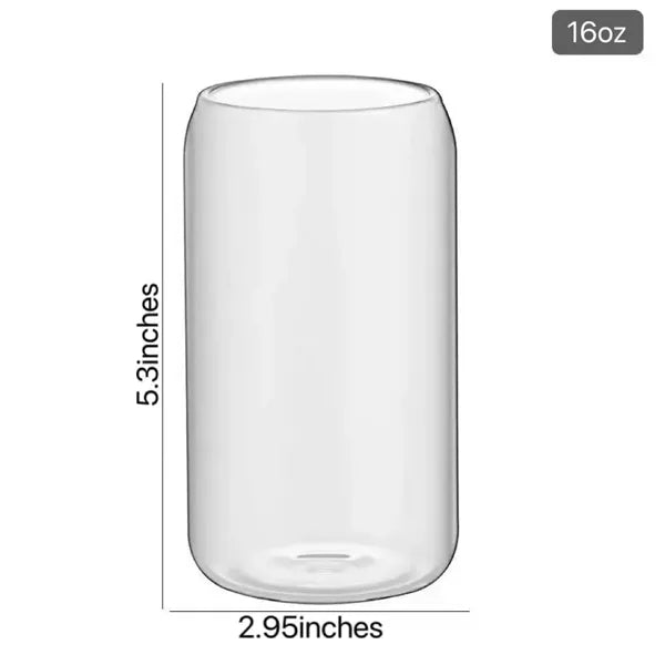 16 0z. Full Color Can Glass With Bamboo Lid
