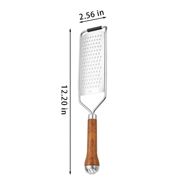 Heavy duty lemon zester cheese grater with wood handle