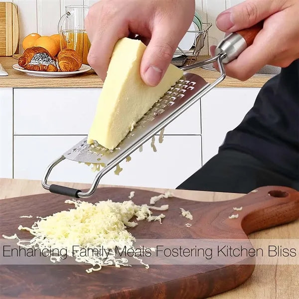 Heavy duty lemon zester cheese grater with wood handle