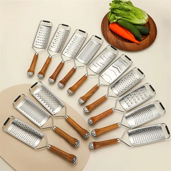 Heavy duty lemon zester cheese grater with wood handle