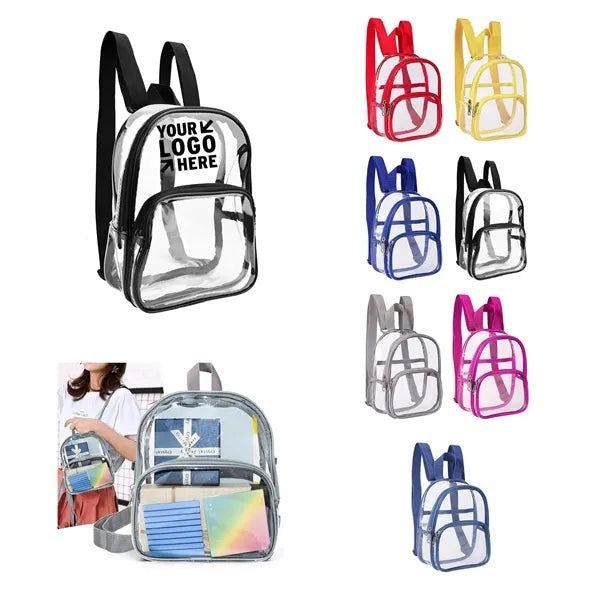 PVC Clear Mini Backpack w/ Durable Straps for Stadium Use