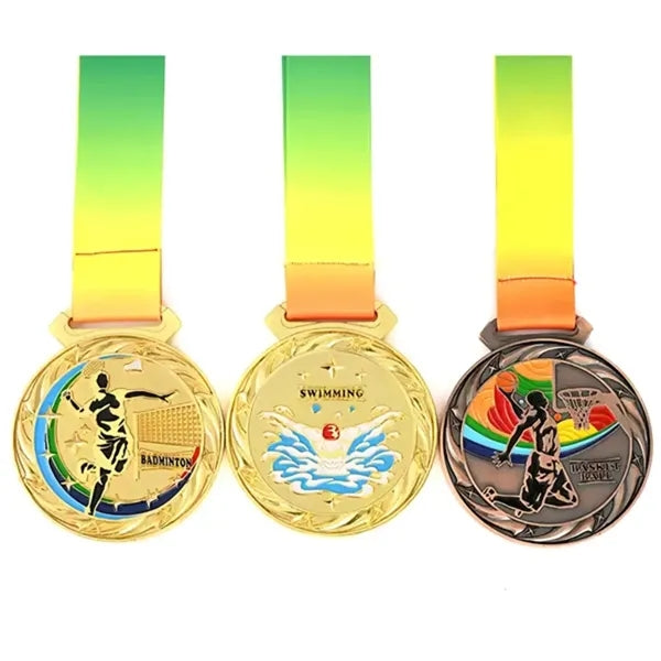 3D Gold Custom Competition Medal With Customizable Lanyard