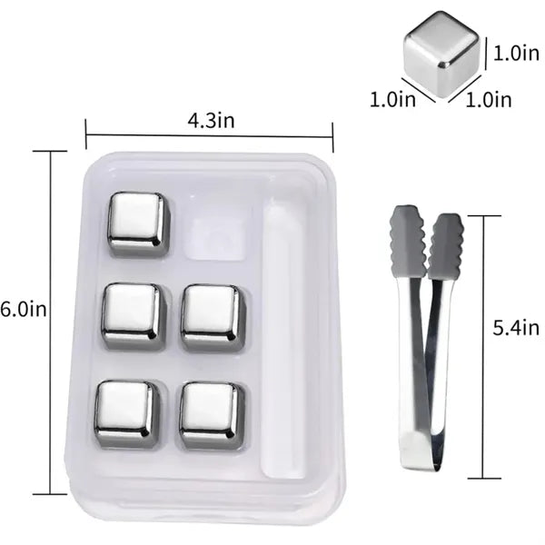 6-PCS Stainless Steel Ice Cubes