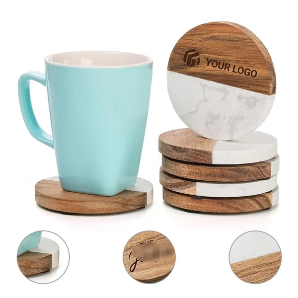 Multifunctional restaurant coffee shop marble wood coasters