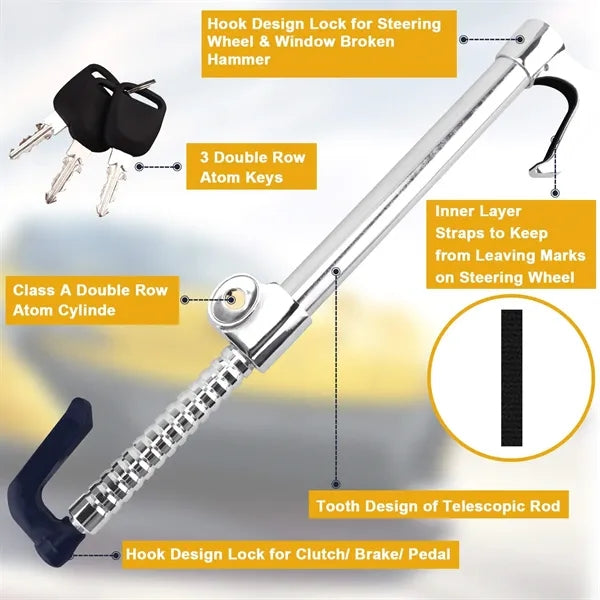 Universal Steering Wheel Brake Lock Anti-Theft Retractable