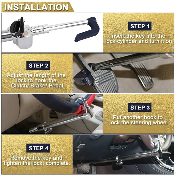 Universal Steering Wheel Brake Lock Anti-Theft Retractable