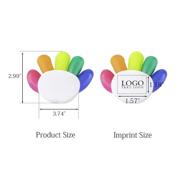 Hand Shaped Five Color Highlighter