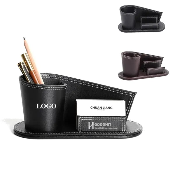 PU Leather Stylish Pen Pencil Holders Stationary Storage Box
