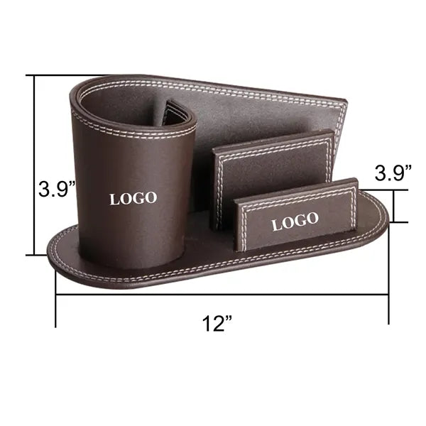 PU Leather Stylish Pen Pencil Holders Stationary Storage Box