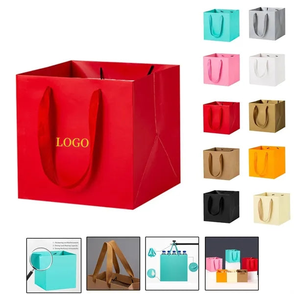 Vibrant Square Paper Gift Bags for Presents With Handles