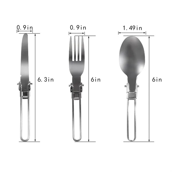 Foldable Utensil Set w/ Spoon Fork Knife & Pouch