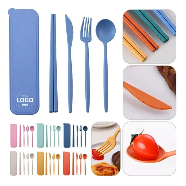 Wheat Straw Cutlery Portable Utensils Spoon Fork Knife Sets
