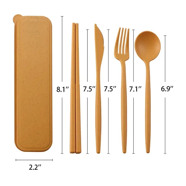 Wheat Straw Cutlery Portable Utensils Spoon Fork Knife Sets