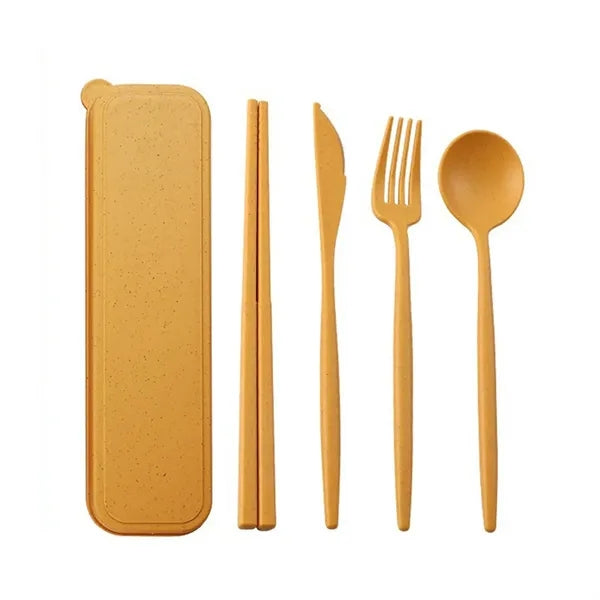 Wheat Straw Cutlery Portable Utensils Spoon Fork Knife Sets