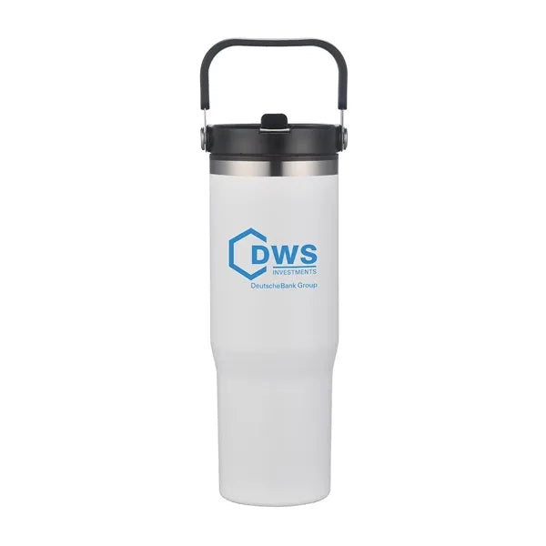 30oz. Double Wall SS / PP Mug with Handle and Flip Straw