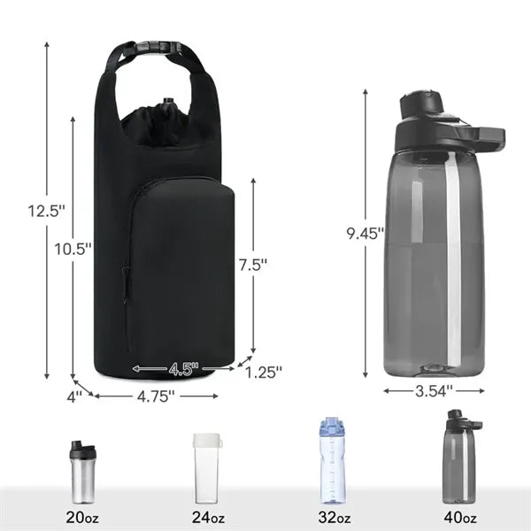 Water Bottle Carrier Bag with Phone Pocket
