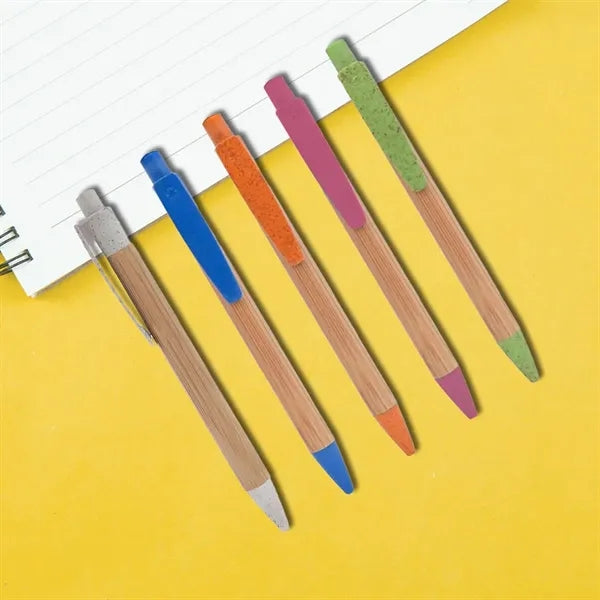 Bamboo Wheat Plunger-Action Pen