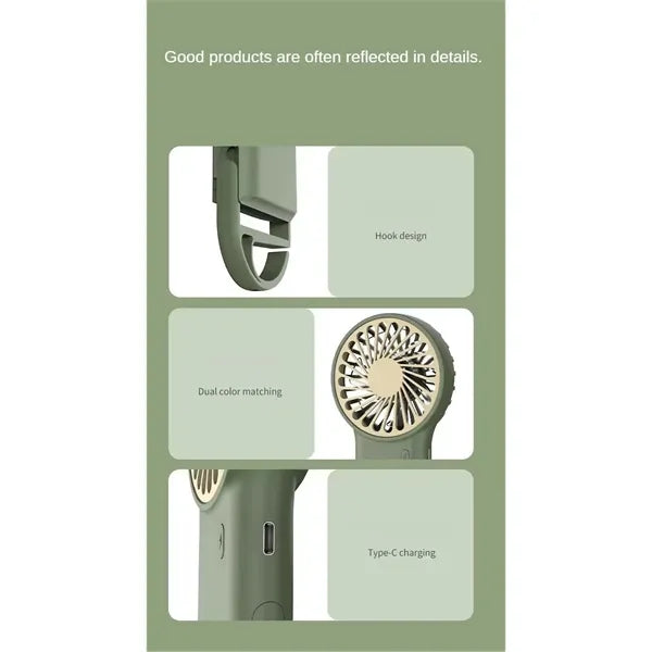 Mini Portable Rechargeable Fan With Hook