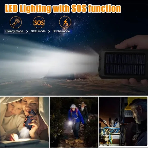 Outdoor Waterproof Solar Power Bank with Compass