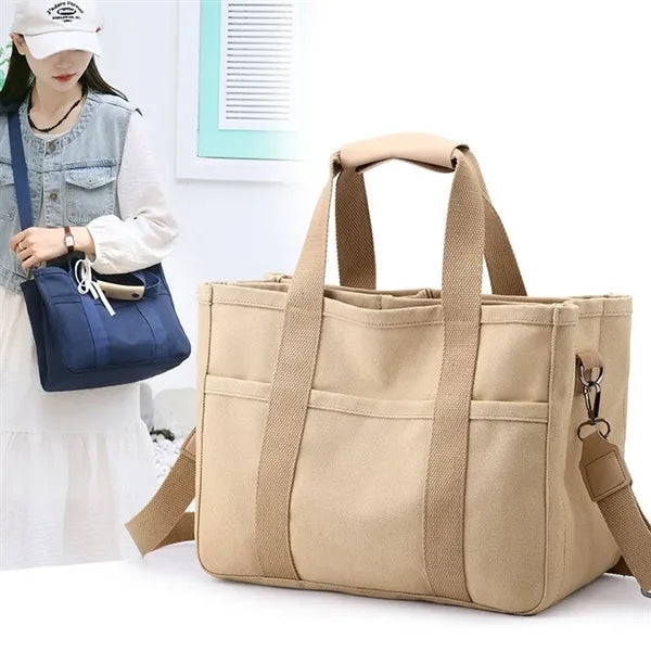 Large Capacity Multi Pocket Canvas Hand Messenger Bag