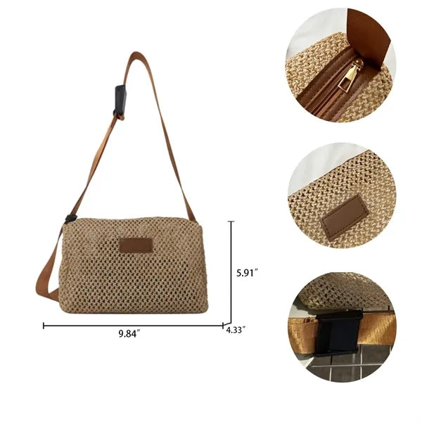 Woven Straw Beach Tote Bag