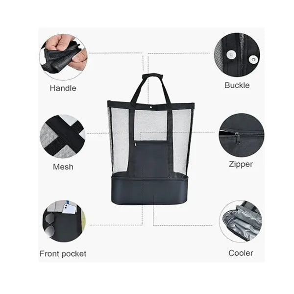 50 MOQ Oversize Tote Mesh Cooler Beach Bag